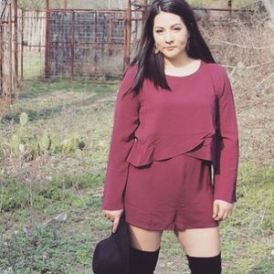 Maroon Long Sleeve Romper